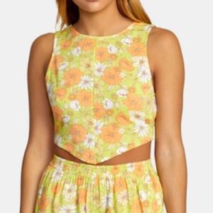 NWT RVCA Pamela Floral Crop Tank Top XL